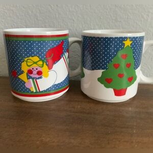 2 Vintage Christmas Grant Howard Ceramic Mugs
